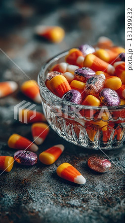 Colorful candy bowl filled with sweets 131399232