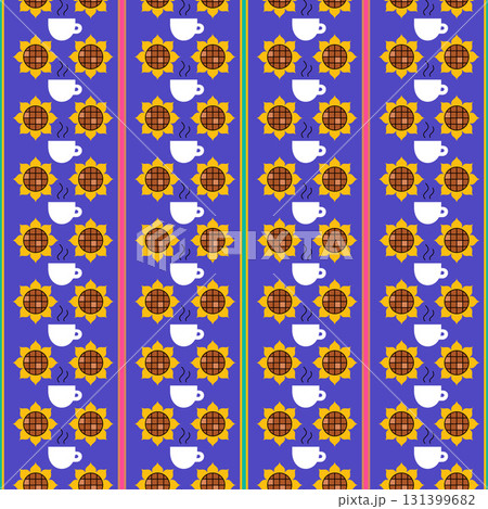 Sunflowers Coffee Seamless Pattern Sunflowers Coffee Seamless Pattern 131399682