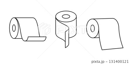 Paper rolls outline symbols. Toilet papers, napkins, wipes and other hygiene products. Vector illustration 131400121