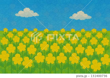 春　花畑　菜の花　貼り絵 131400736