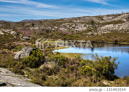 Beautiful lake at top of Penameda hill in national park Peneda Geres in Portugal. 131401034