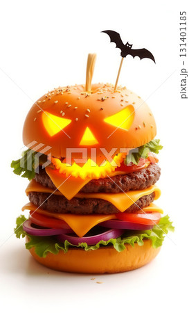 Happy halloween hamburger with copy space 131401185