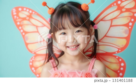 Adorable little girl dressed up as a butterfly Adorable little girl dressed up as a butterfly 131401188