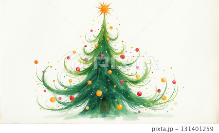 Colorful abstract christmas tree with star painting illustration for the holiday 131401259