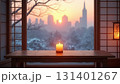 Beautiful winter candle with a view 131401267
