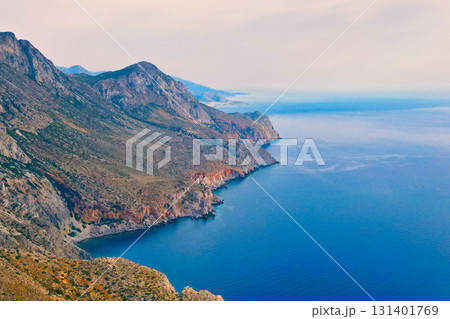 Cretan cliffs and endless blue sea 131401769