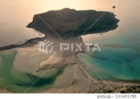 Golden hour at Balos Bay and tiny island near Chania, Crete 131401790