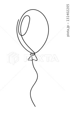 Balloon. Decoration for a party, birthday and other holidays. Single continuous line art. Line Art. Minimalism. Vector illustration. Balloon. Decoration for a party, birthday and other holidays. Single continuous line art. Line Art. Minimalism. Vector illustration. 131402205