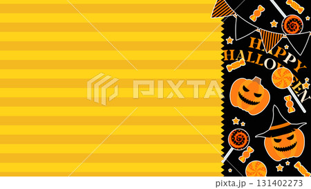 かわいいハロウィンの背景、16:9サイズ 131402273