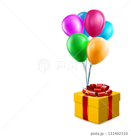 Colorful gift box with balloons. Colorful gift box with balloons. 131402310