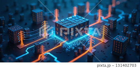 Large digital data center consumes vast amounts of electricity - ai generated 131402703