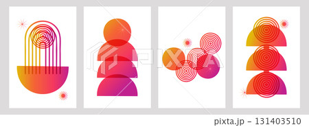 Geometric Abstract modern design a color gradient. Bright multicolored gradients trendy typography for poster print cover or flyer. Vector illustration. 131403510