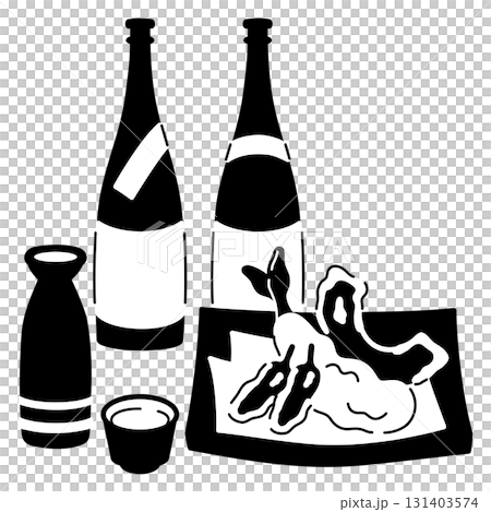 Sake and tempura illustration 131403574