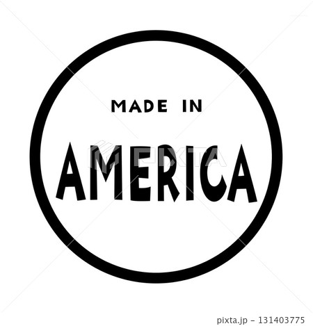 MADE IN AMERICA 英語ロゴ サークルラベル アイコンデザイン 131403775