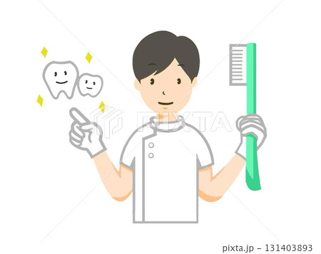 歯磨きの指導をする歯医者さん(歯科医)のイラストイメージ 歯磨きの指導をする歯医者さん(歯科医)のイラストイメージ 131403893