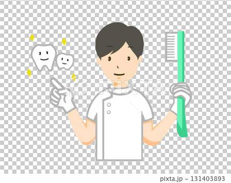 歯磨きの指導をする歯医者さん(歯科医)のイラストイメージ 歯磨きの指導をする歯医者さん(歯科医)のイラストイメージ 131403893