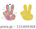 ピースサインイラストセット ピースサインイラストセット 131404368