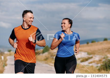 Mountain Bliss: Capturing the Joy of Morning Trail Running 131404573