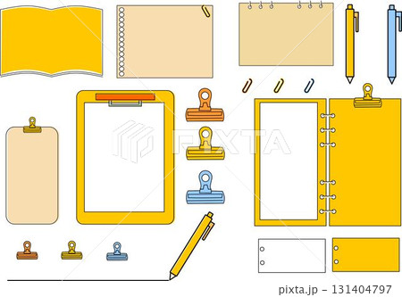 illustration紙もの素材：文具コラージュセット 131404797