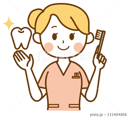 歯ブラシを持つ歯科衛生士の女性 131404808