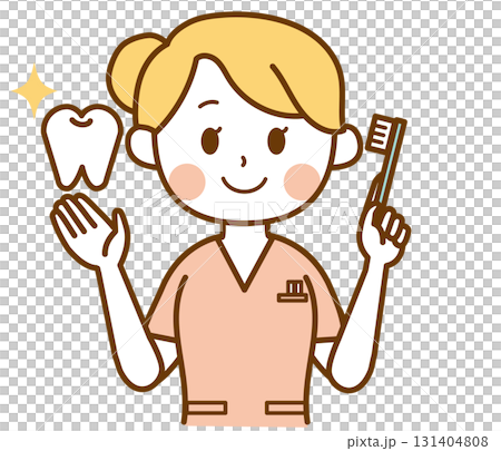 歯ブラシを持つ歯科衛生士の女性 131404808