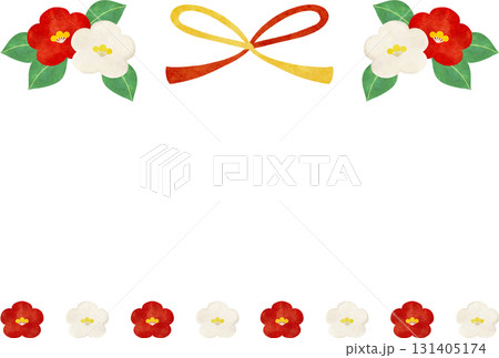 かわいい椿の花のフレーム 131405174