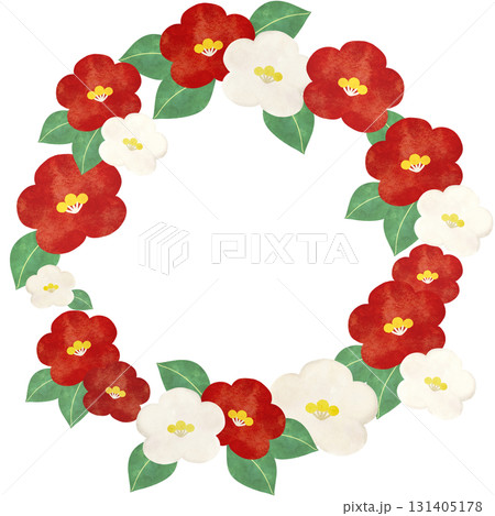 かわいい椿の花のフレーム 131405178