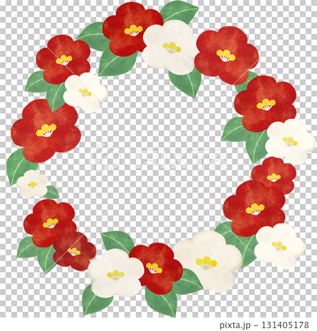 かわいい椿の花のフレーム 131405178