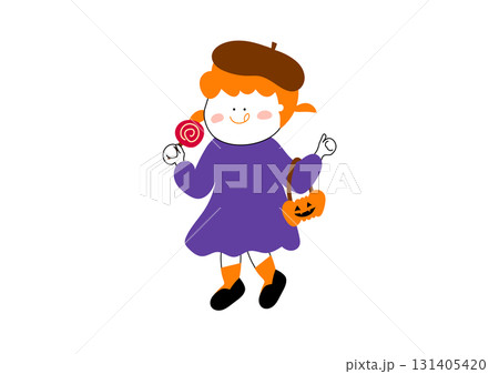 ハロウィンを楽しむ女の子のイラスト素材 ハロウィンを楽しむ女の子のイラスト素材 131405420