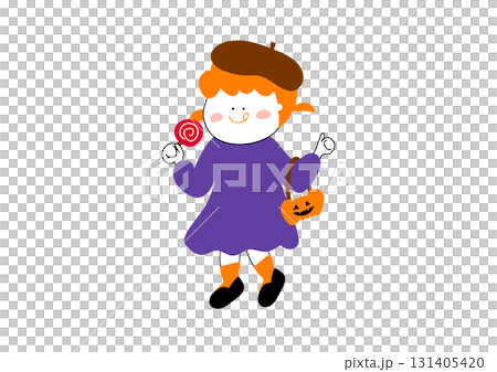 ハロウィンを楽しむ女の子のイラスト素材 ハロウィンを楽しむ女の子のイラスト素材 131405420