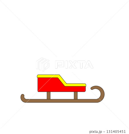 サンタクロースを連想させる赤いソリのイラスト	 131405451