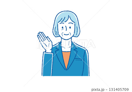 案内するシニア女性社員 案内するシニア女性社員 131405709