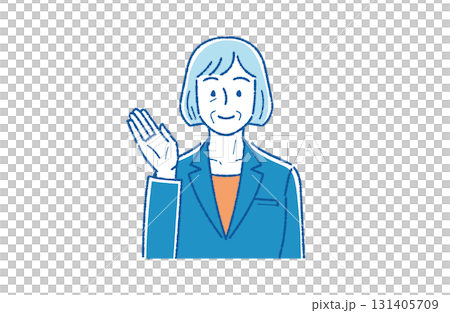 案内するシニア女性社員 案内するシニア女性社員 131405709