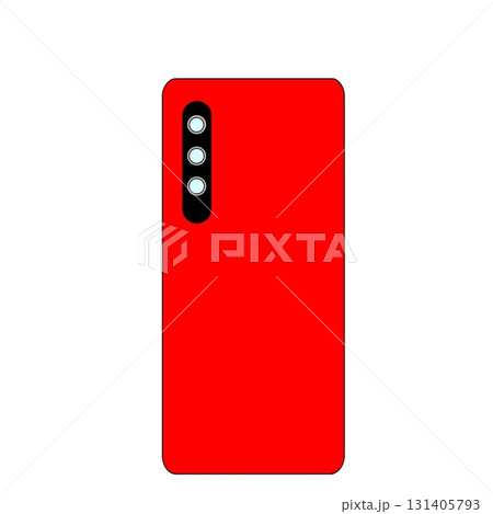 トリプルレンズ搭載のシンプルなスマホ背面イラスト(赤) トリプルレンズ搭載のシンプルなスマホ背面イラスト(赤) 131405793
