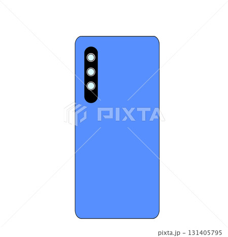トリプルレンズ搭載のシンプルなスマホ背面イラスト(青) トリプルレンズ搭載のシンプルなスマホ背面イラスト(青) 131405795