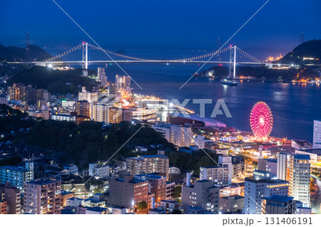 《山口県》関門橋・関門海峡の夜景 131406191