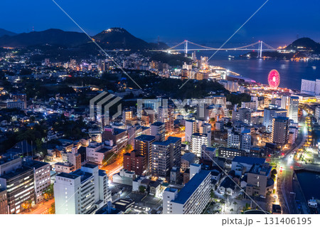 《山口県》関門橋・関門海峡の夜景 131406195