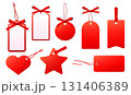 赤いギフトタグとラベルのセット プレゼントやセールに使えるデザイン 131406389