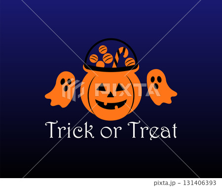trick or treat spooky halloween pumpkin design 131406393