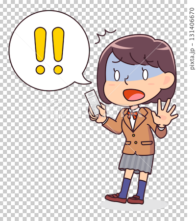 一位女學生對收據感到驚訝的插圖 一位女學生對收據感到驚訝的插圖 131406670