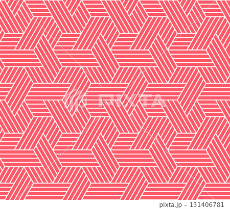 Abstract geometric pattern with stripes, lines. Seamless vector background. White and pink ornament. Simple lattice graphic design 131406781