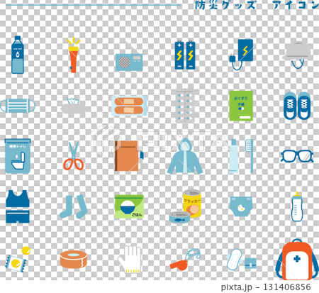 非常用品 防災グッズのアイコン セットイラスト素材 非常用品 防災グッズのアイコン セットイラスト素材 131406856