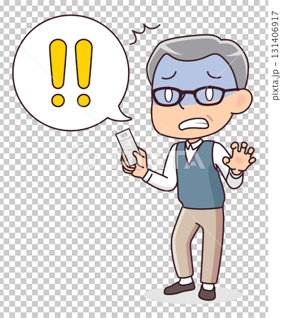 レシートを見て驚くシニア男性のイラスト 131406917