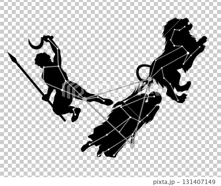 春の大三角のシルエットイラスト 131407149