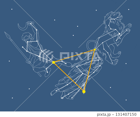夜空に浮かぶ春の大三角のイラスト 夜空に浮かぶ春の大三角のイラスト 131407150