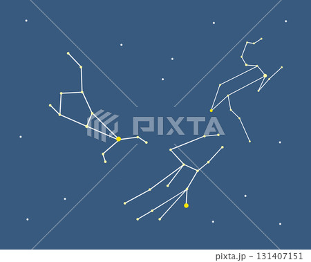 夜空に浮かぶ春の大三角のイラスト(星座線のみ) 夜空に浮かぶ春の大三角のイラスト(星座線のみ) 131407151