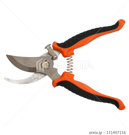 Curved blade pruning shears isolated on white background 131407158