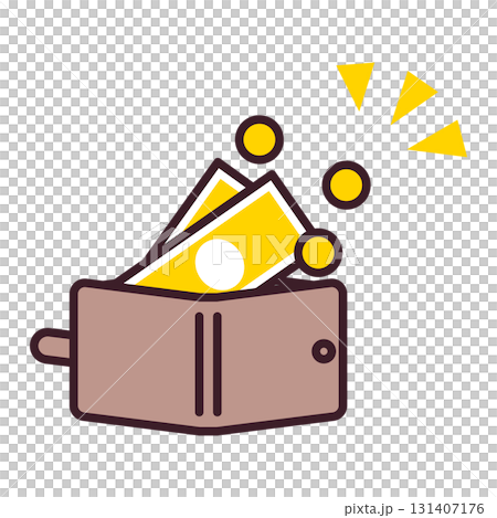 Illustration of a bifold wallet with money inside 131407176