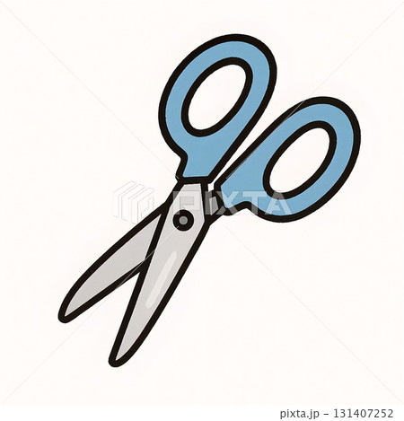 手描き風カラーハンドルのはさみイラスト 131407252