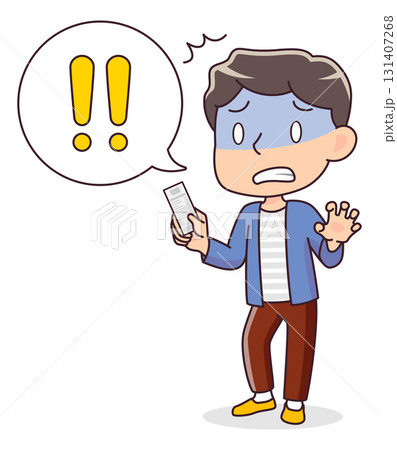 レシートを見て驚く男性のイラスト 131407268